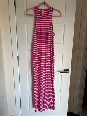 Only Pink and White Striped Maxi Dress
